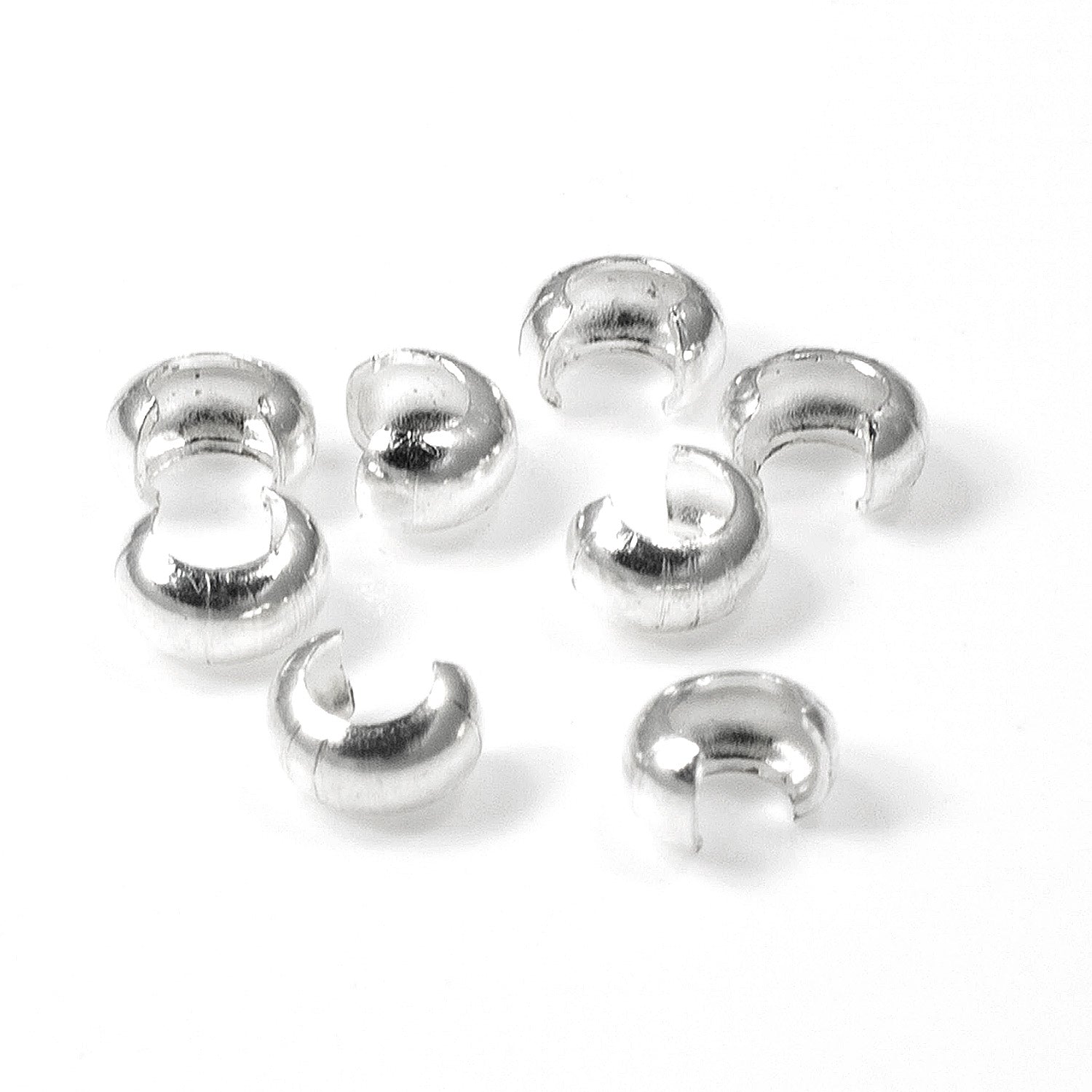 Silver Plated Crimp Bead Covers, TierraCast 3mm 50/PKG